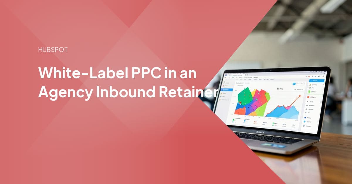 A split-screen graphic showing PPC ad campaign icons flowing into an inbound marketing funnel, representing paid and organic channels running as one retainer line item