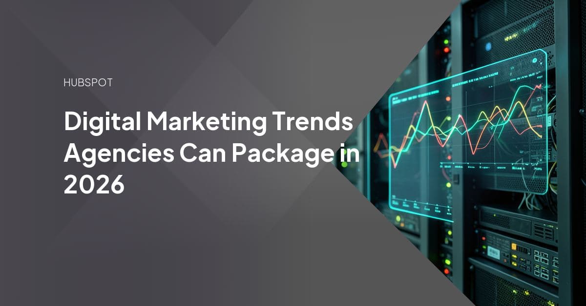 Icons for AI search, content production, email, personalization, and paid media arranged around a central dashboard, representing a full-funnel digital marketing retainer.