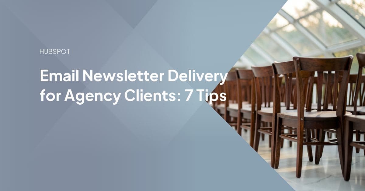 A branded email newsletter template on a laptop screen, ready for an agency to customize and schedule for a client send.