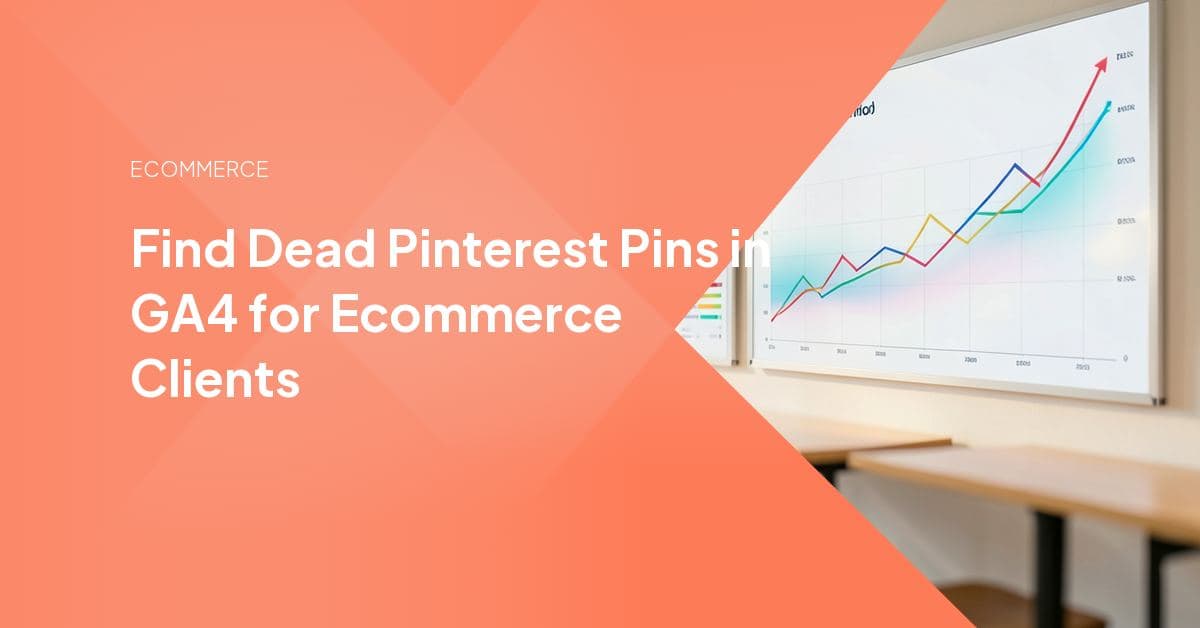 A Pinterest pin pointing to a broken product link, with a 404 error page and a Google Analytics referral report showing the lost traffic behind it.