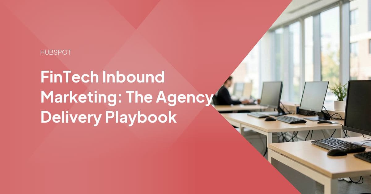 A HubSpot dashboard tying content, email, and landing-page channels together for a regulated finance client's inbound pipeline.