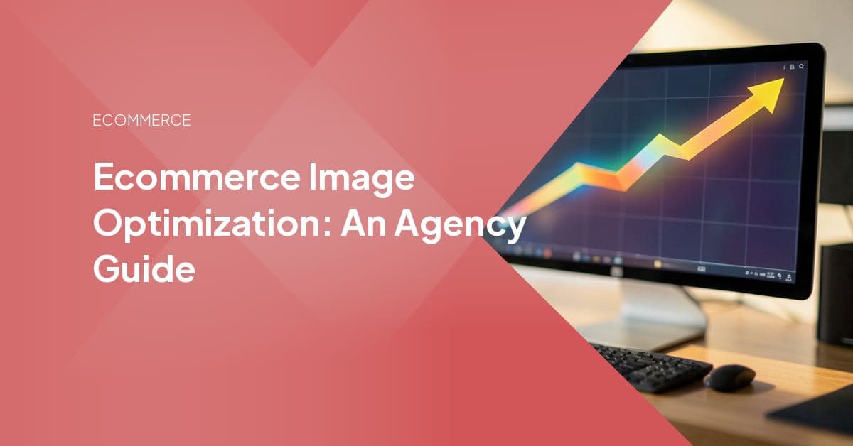 Grid of ecommerce product photos being resized, compressed, and labeled with file names and alt text as part of an agency image-optimization workflow.