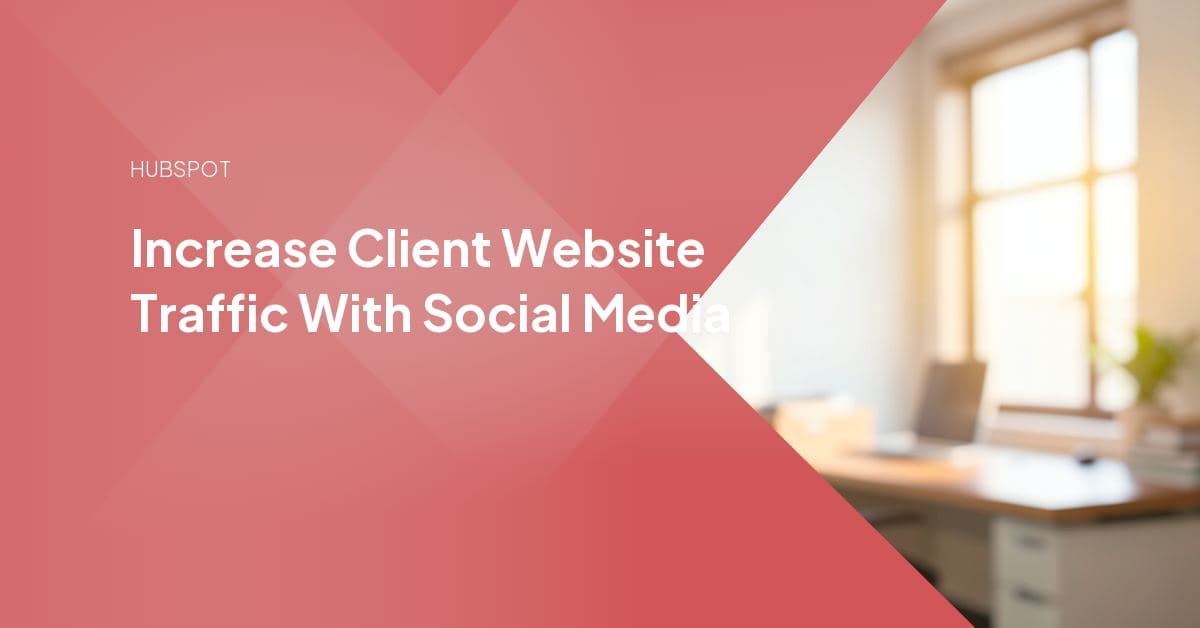 A social media content calendar and analytics dashboard showing scheduled posts feeding click-through traffic back to a client website.