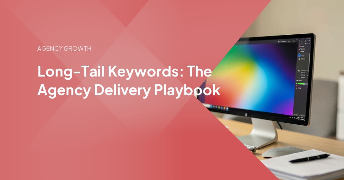 A researcher scans a keyword-research dashboard listing long-tail phrases, search volume, and difficulty scores across several client accounts.