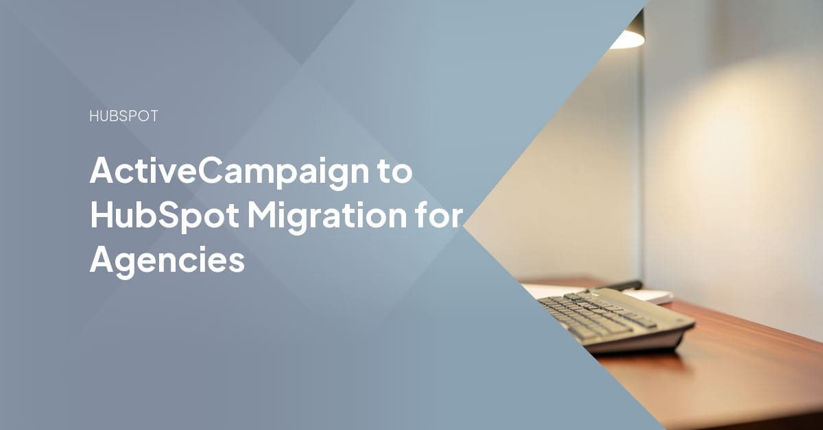 Contact records and automation workflows moving from an ActiveCampaign account into a HubSpot Smart CRM portal during an agency-led migration