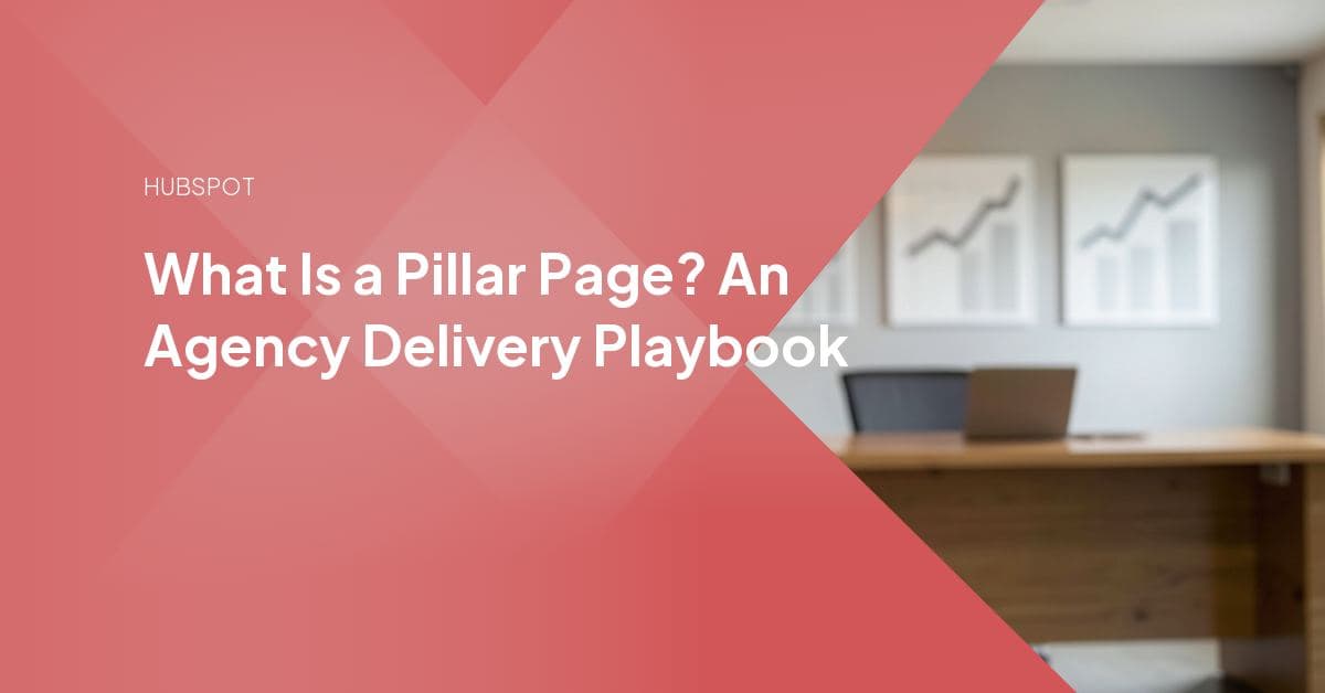 A pillar page hub linking out to a set of supporting cluster posts, illustrating the topic-cluster content structure agencies build for clients.