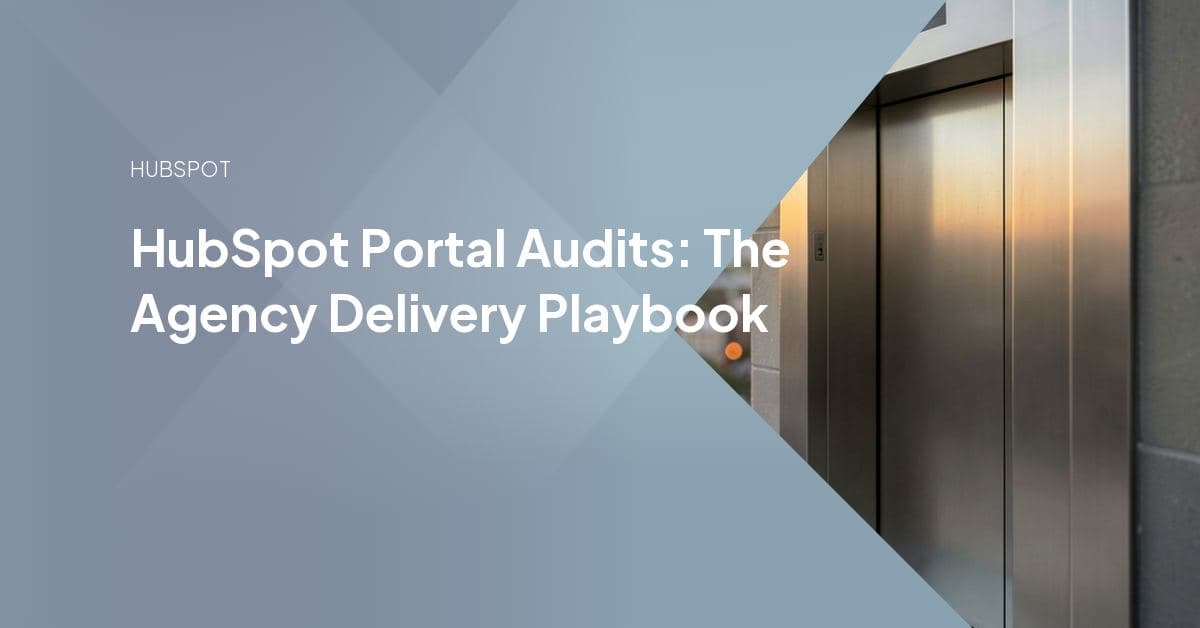 Agency team reviewing a cluttered HubSpot portal dashboard during a white-label audit, flagging broken workflows and orphaned integrations