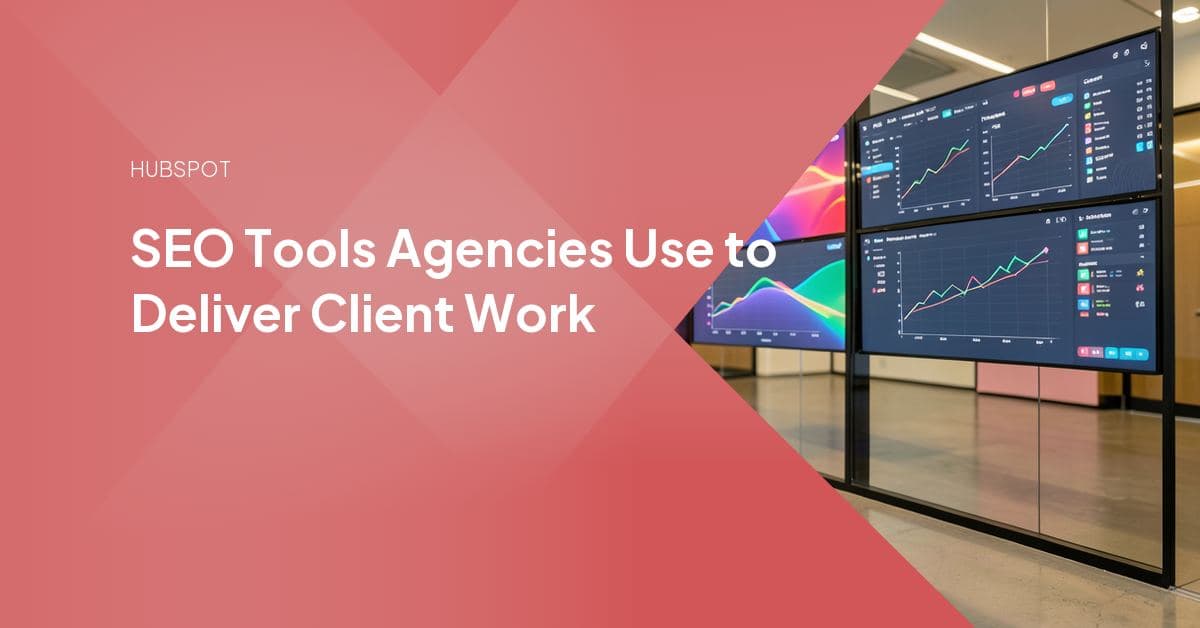 A dashboard-style comparison of SEO tools (Google Search Console, Semrush, Ahrefs, and Screaming Frog) organized by delivery job for agency client reporting.