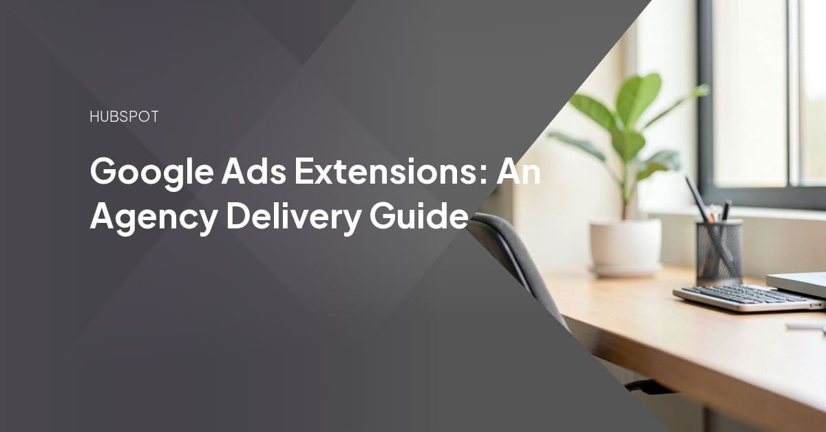 A Google search ad expanded with sitelink, callout, and call-button assets beneath the headline and description.