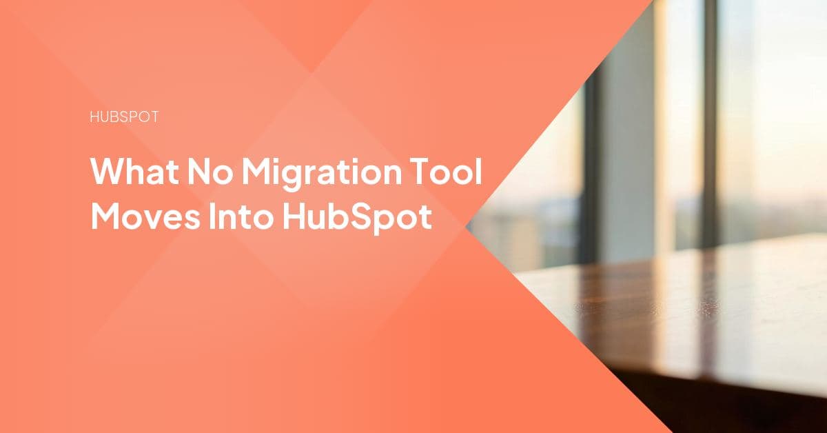 A migration checklist with reporting, analytics history and automation logic marked as manual rebuild work.