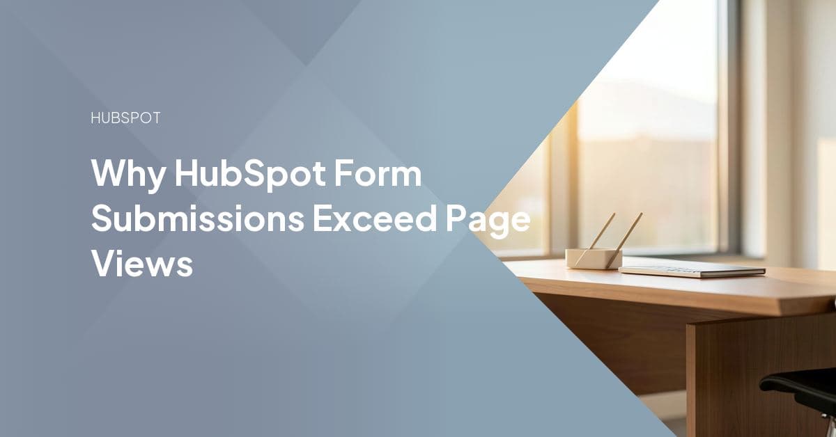 A HubSpot landing page report showing a form submission count higher than the page view count for the same page.