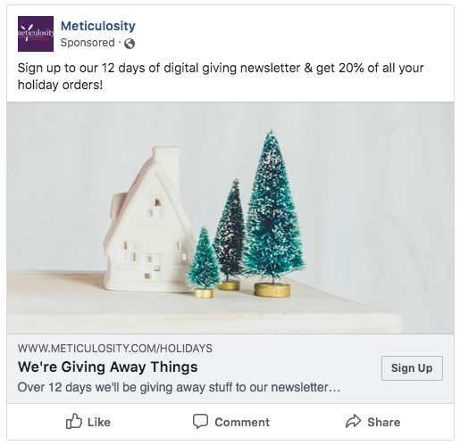 Christmas Example Lead Gen Ad Facebook Meticulosity