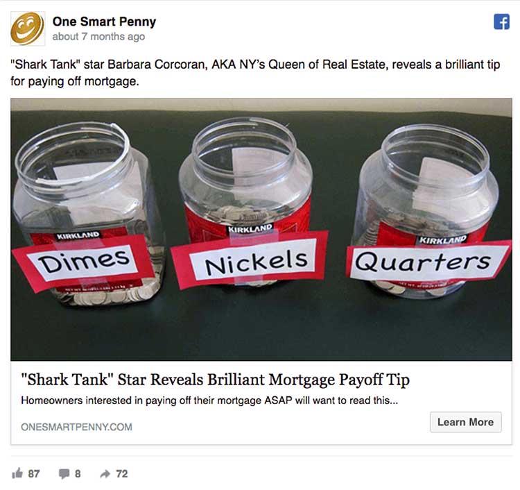 3rd clickbait example shows a simple concept with a huge mortgage payoff tip