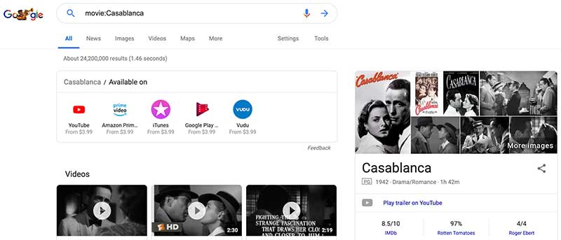 Google movie search