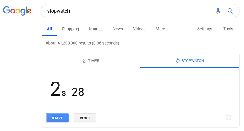 Google Search Tip: Use Google stopwatch to keep expert time.