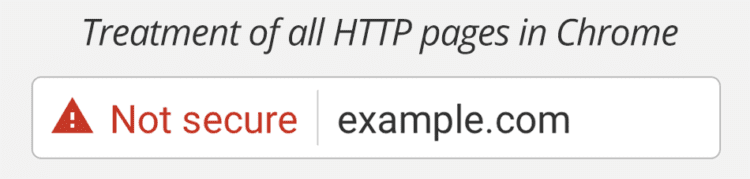Google Chrome displays a "Not secure" warning for all HTTP pages.