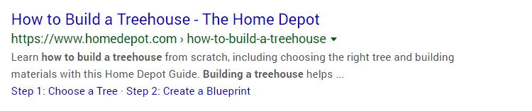 Example of description meta tag in search