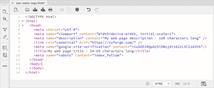 Add the meta description tag to your HTML