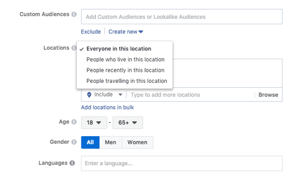 Facebook Custom Audiences Example-Location International Microtargeting