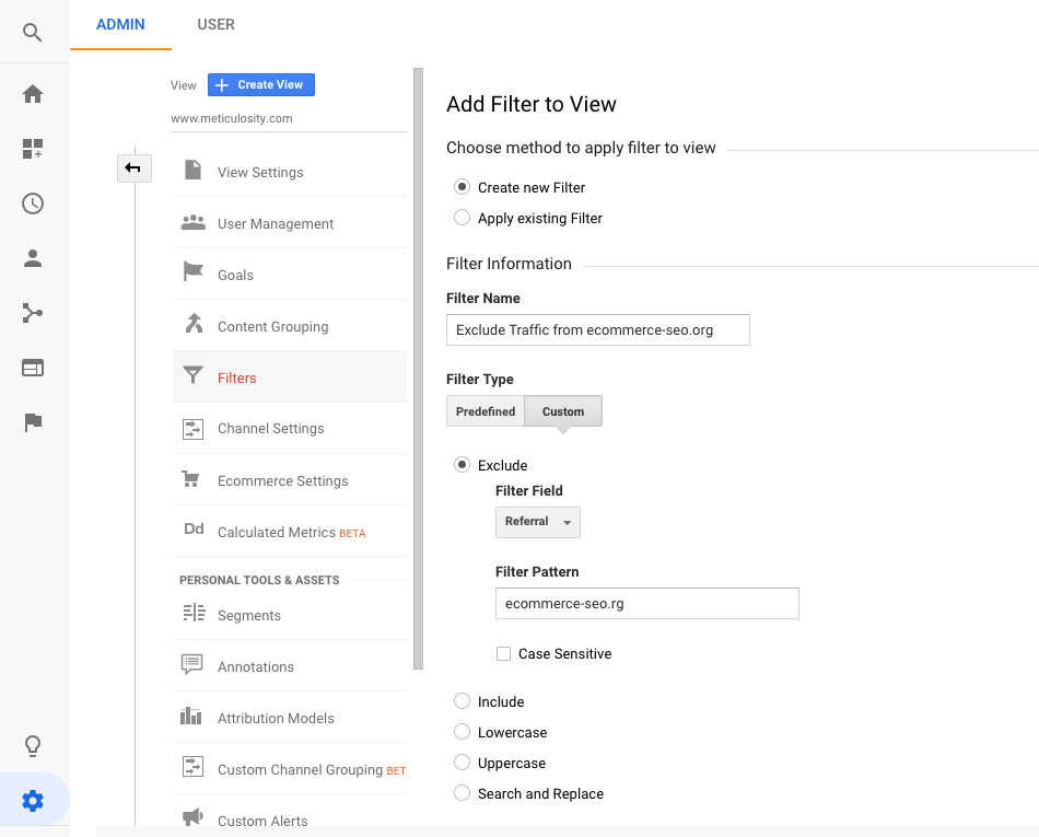 Exclude Domains in Google Analytics