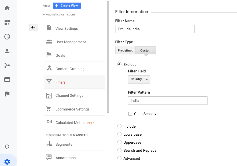 Filter out a country in Google Analytics