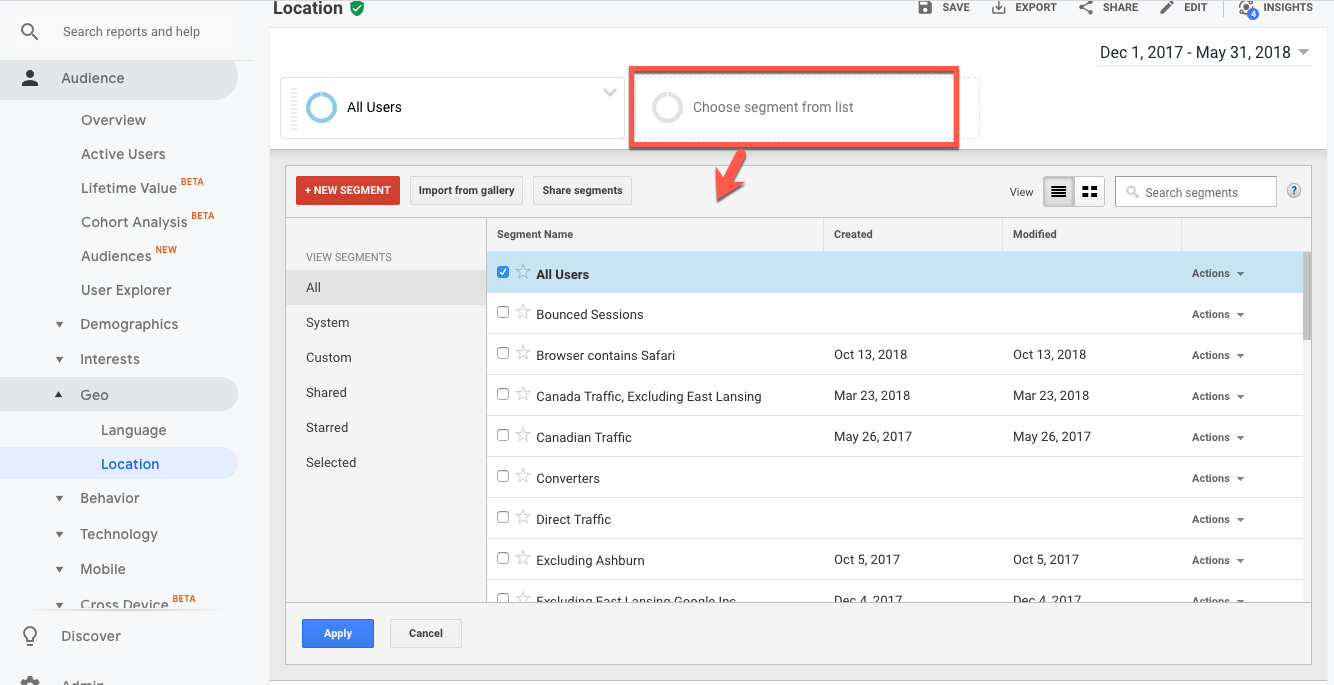 Google Analytics Segments