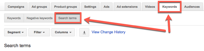 Adwords search terms report