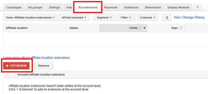 how to set up affiliate location extension