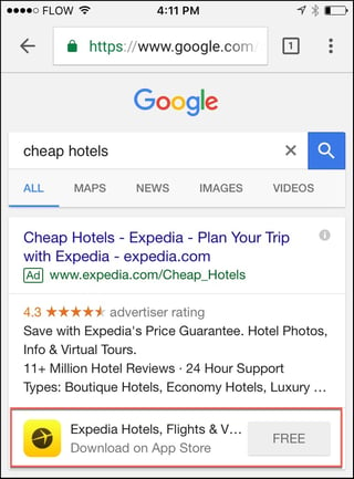 Google Ads app extension