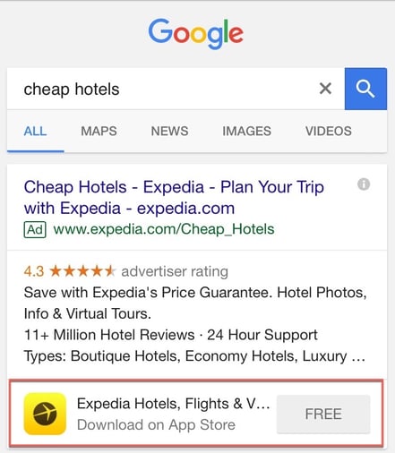 expedia app extension