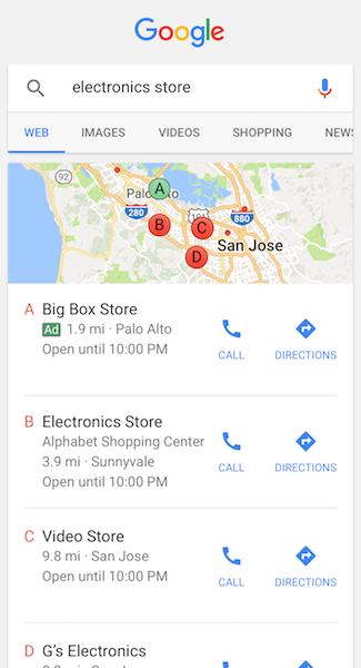 local google ads map