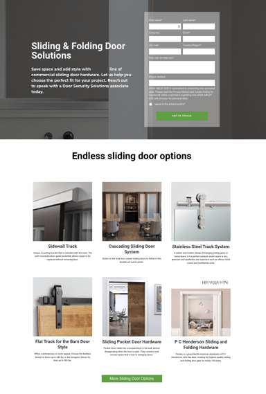 sliding door landing page