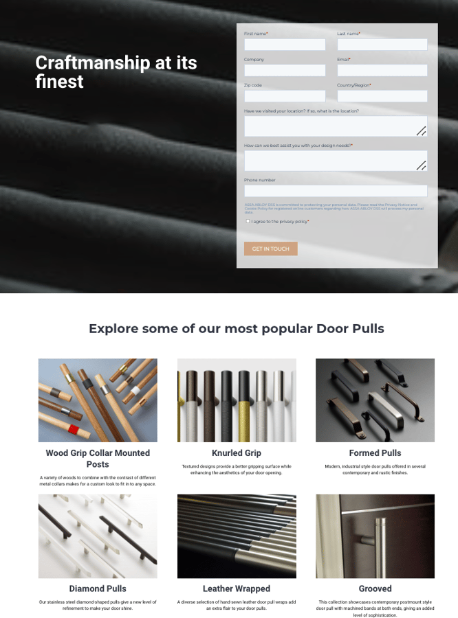 door pull landing page